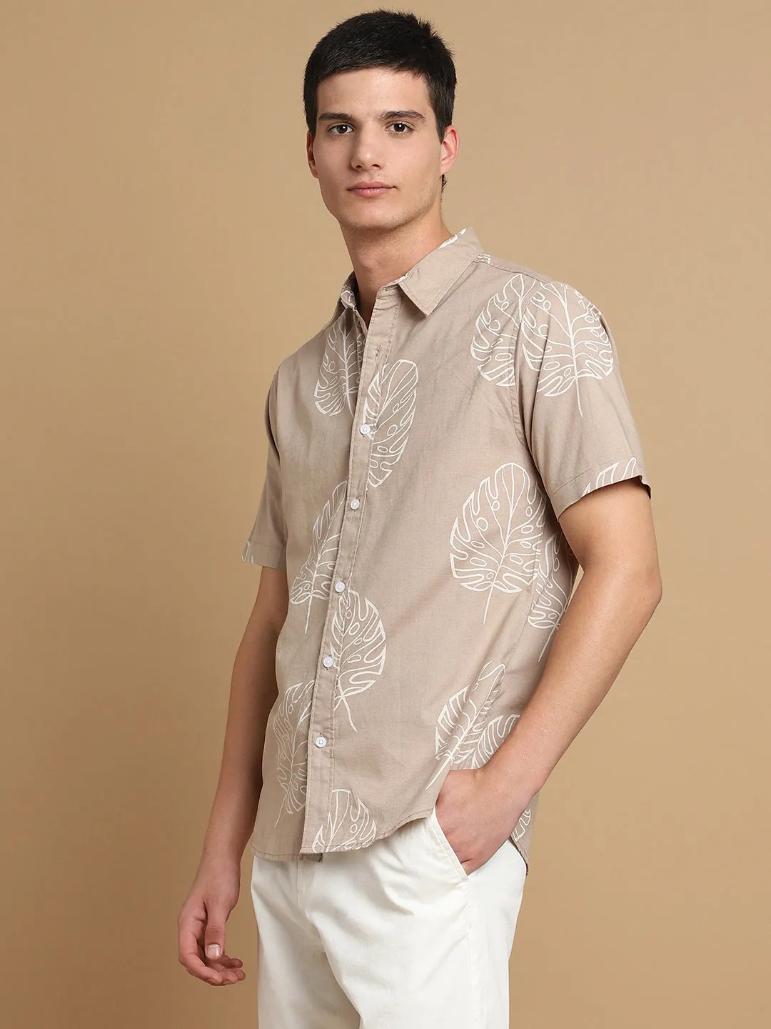 Men's Regular Fit Floral Printed Pure Cotton Casual Shirt