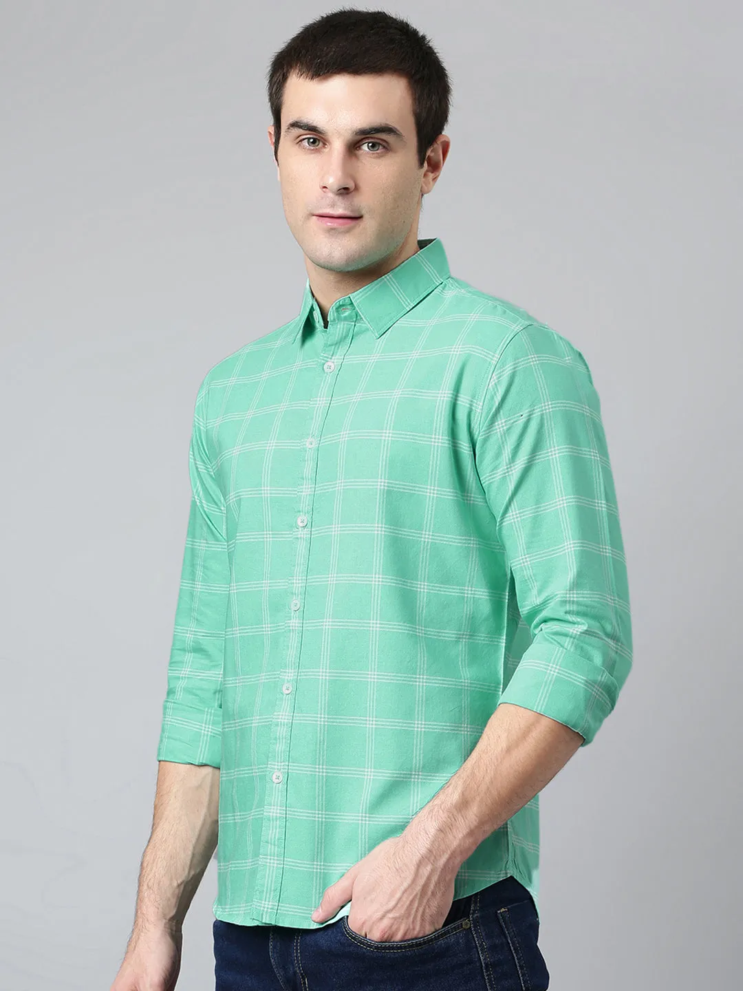 Men's Slim Fit Cotton Checks Full Sleeves Casual Shirt (C9012)