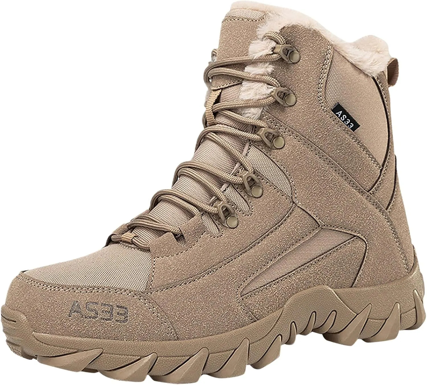 Mens Snow Boots Mid Calf Waterproof Warm Furry Lined Winter Boots Lace Up Non-Slip Ankle Boots Slip on Athletic Lightweight Hiking Shoes