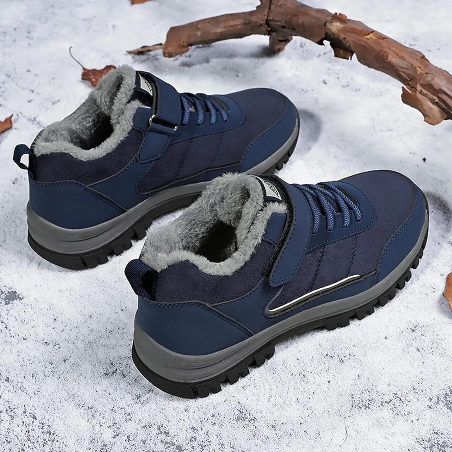 Men's Snow Boots Warm Furry Lined Footwear Waterproof Outdoor Lightweight Winter Boots Non-slip Lace Up Ankle Boots for Cold Weather Climbing Shoes Hiking Boots