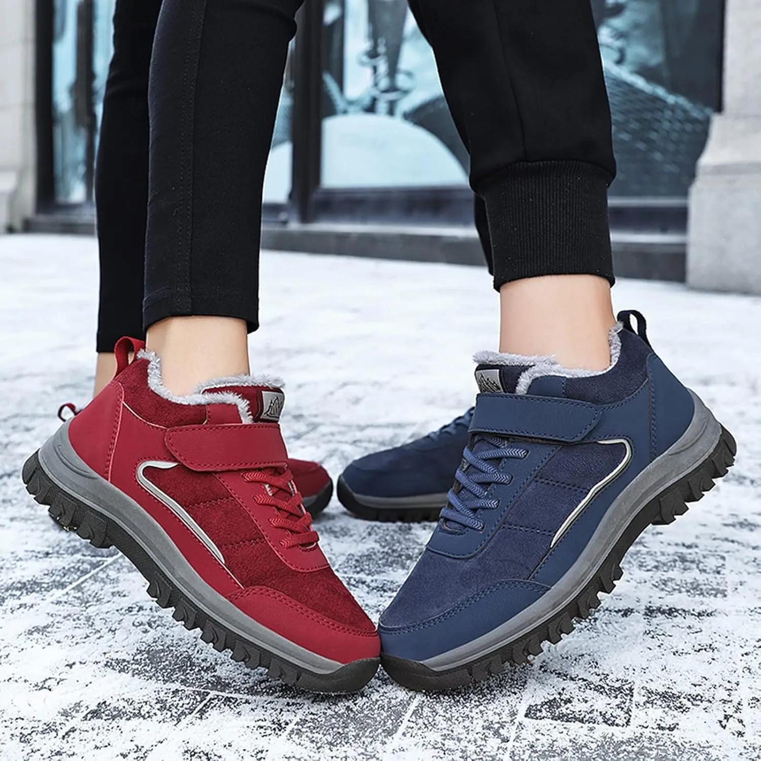 Men's Snow Boots Warm Furry Lined Footwear Waterproof Outdoor Lightweight Winter Boots Non-slip Lace Up Ankle Boots for Cold Weather Climbing Shoes Hiking Boots