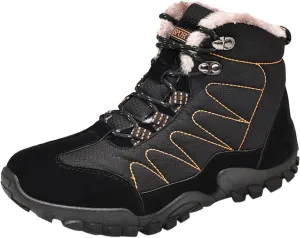 Men's Snow Boots Waterproof Fuzzy Furry Lined Winter Boots Lace Up Sneakers Cold Weather Anti-Slip Ankle Boots Classic Slip on Lightweight Hiking Shoes