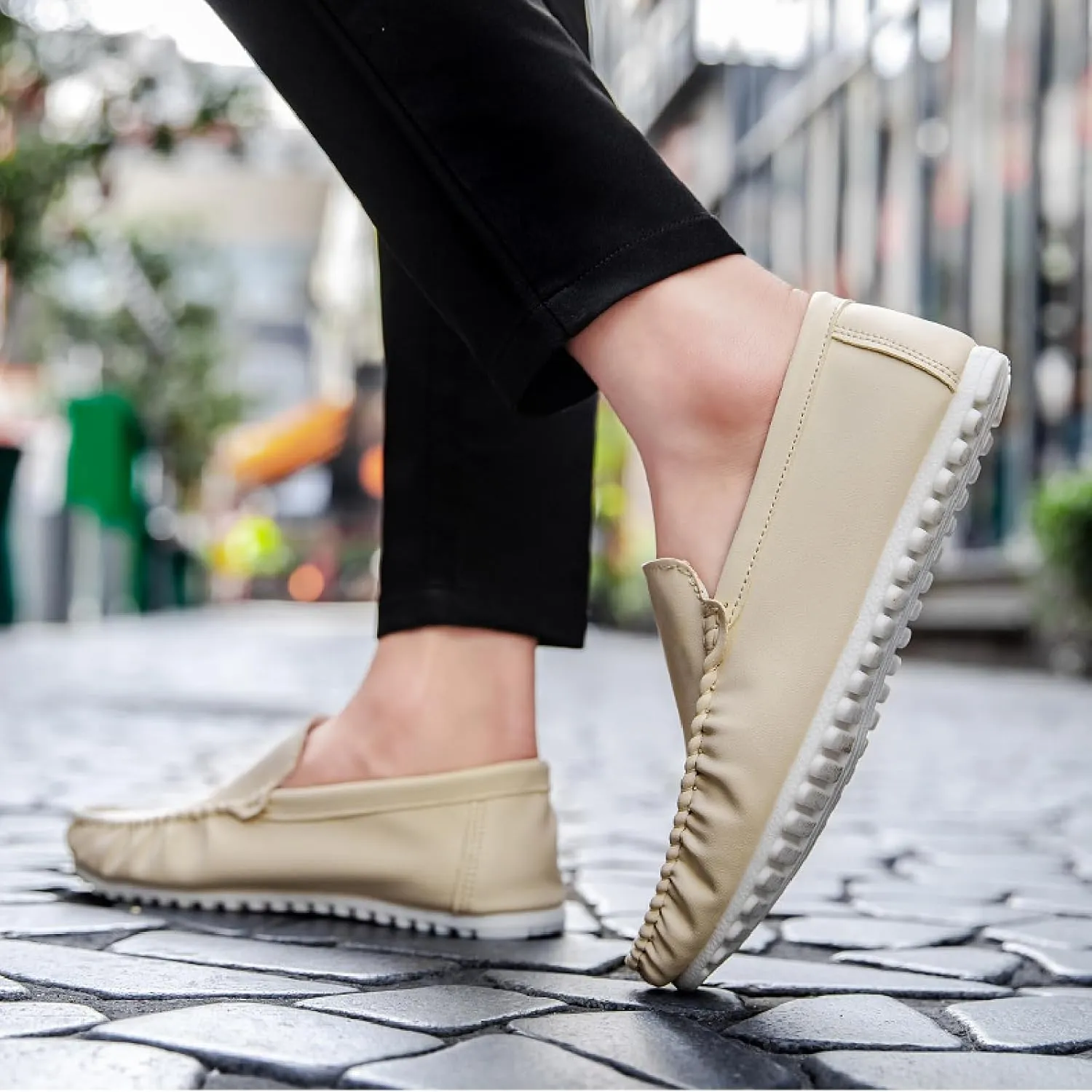 Mens Soft Leather Loafers Casual Fashion Light Breathable Slip On Penny Loafers Handmade Stitching Casual Driving Dress Boat Shoe