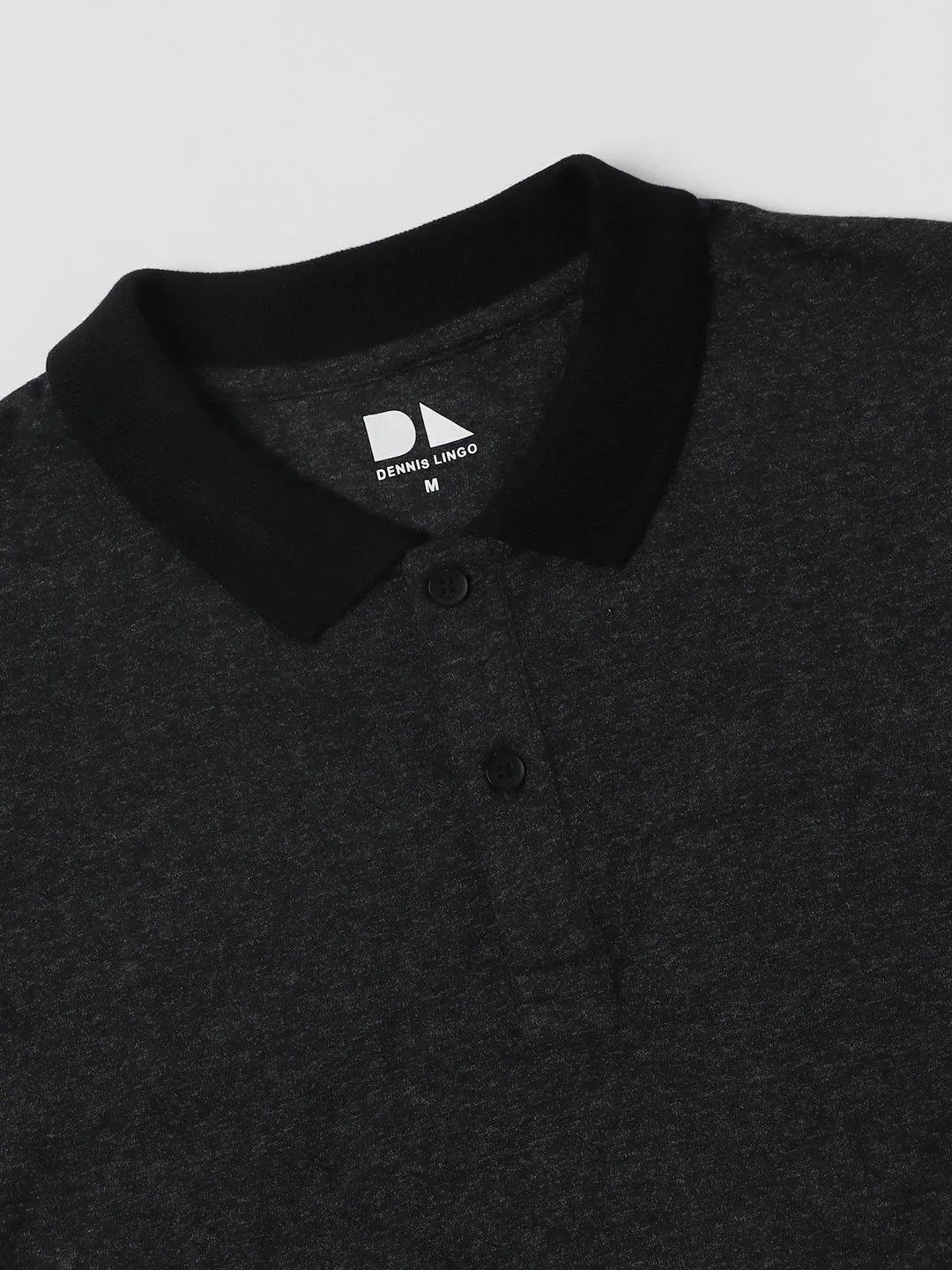 Men's Spread Collar Regular Fit Solid Grey Casual T-shirt