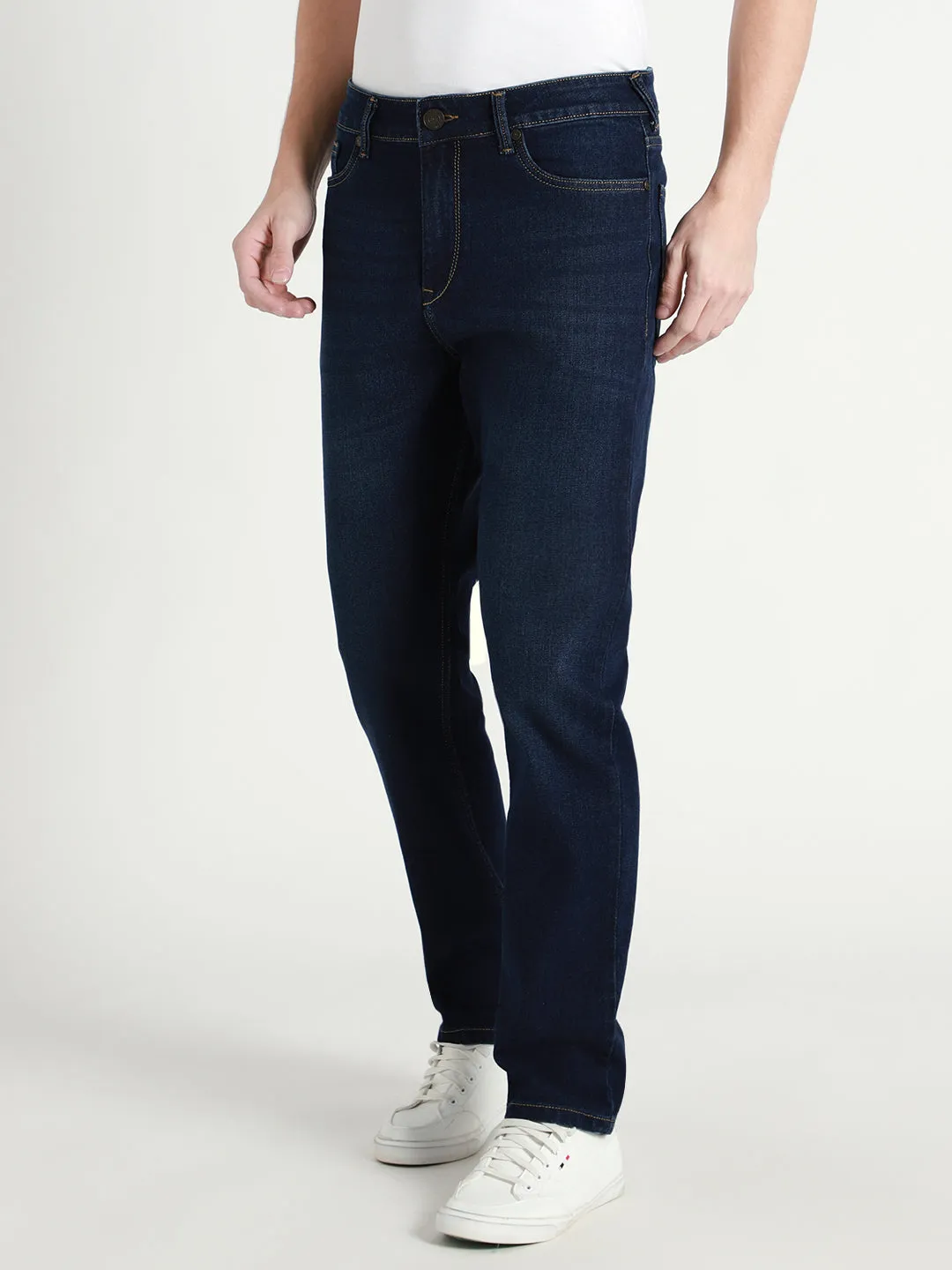 Men's Straight Washed MID BLUE Jeans