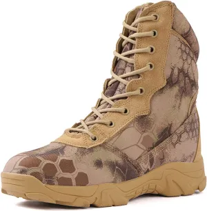 Mens Tactical Boots, Work Boots for Men,Tactical Boot, Military Work Boots, Python Pattern Camouflage, Marine Boots, Waterproof, Breathable (Color : Nero, Size : 7)