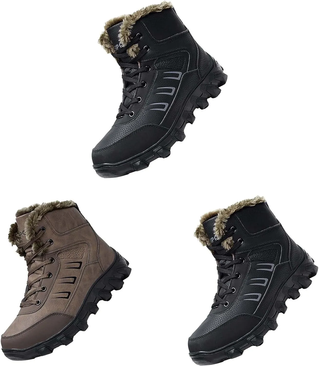 Mens Work Boots Waterproof Hiking Sneakers Zip Up Fur Lined Women's Safety Toe Shoes Waterproof Platform Sneakers Indestructible Hike Grounded Footwear
