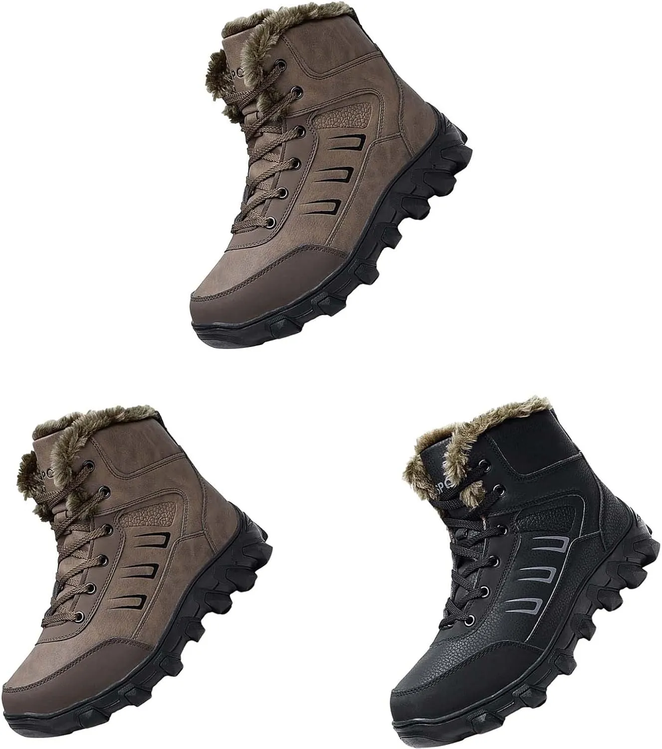 Mens Work Boots Waterproof Hiking Sneakers Zip Up Fur Lined Women's Safety Toe Shoes Waterproof Platform Sneakers Indestructible Hike Grounded Footwear