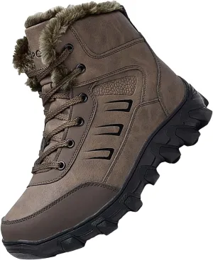Mens Work Boots Waterproof Hiking Sneakers Zip Up Fur Lined Women's Safety Toe Shoes Waterproof Platform Sneakers Indestructible Hike Grounded Footwear