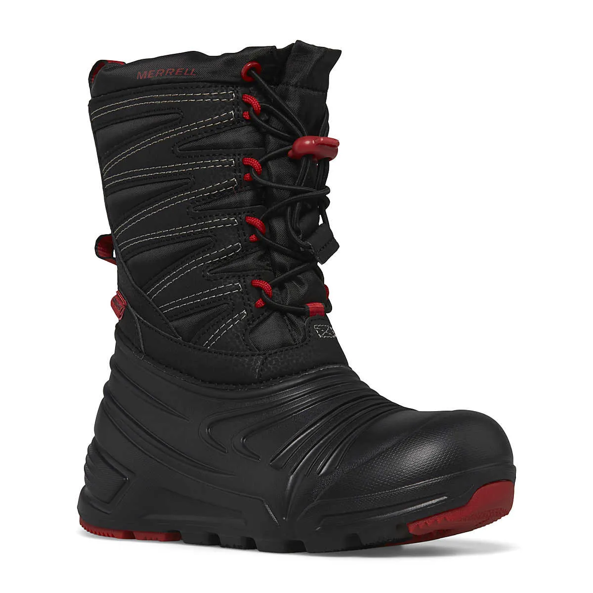 Merrell Big Kid's Snow Quest Lite 3.0 Waterproof Winter Boots - Black/Grey/Red