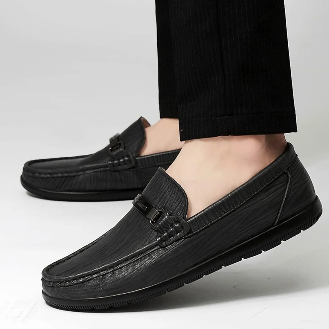 Minishion Loafers Shoes for Men Boy Buckle Driving Shoes 2899#