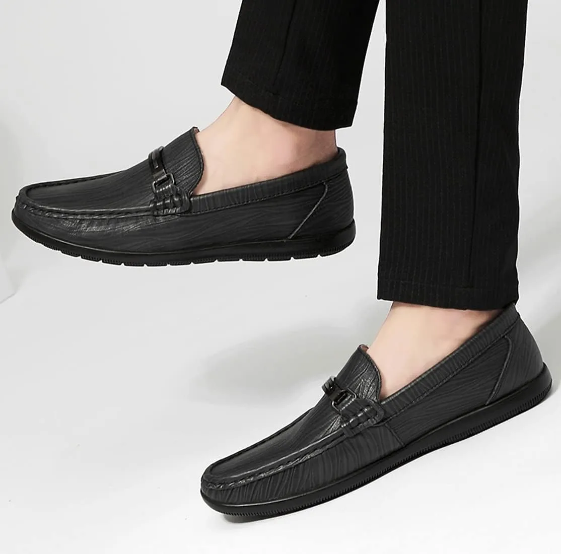 Minishion Loafers Shoes for Men Boy Buckle Driving Shoes 2899#