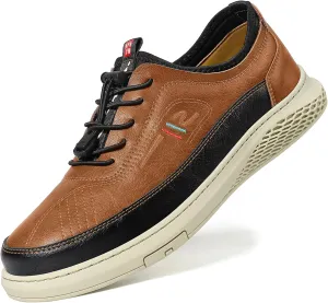 Moodeng Mens Dress Shoes Leather Causal Oxfords Lightweight Formal Business Oxfords Adjustable Lacing Derby Shoes Comfortable Walking Loafers