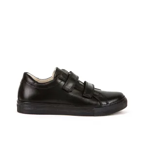 Morgan-D Black Leather Boy's Riptape School Shoe