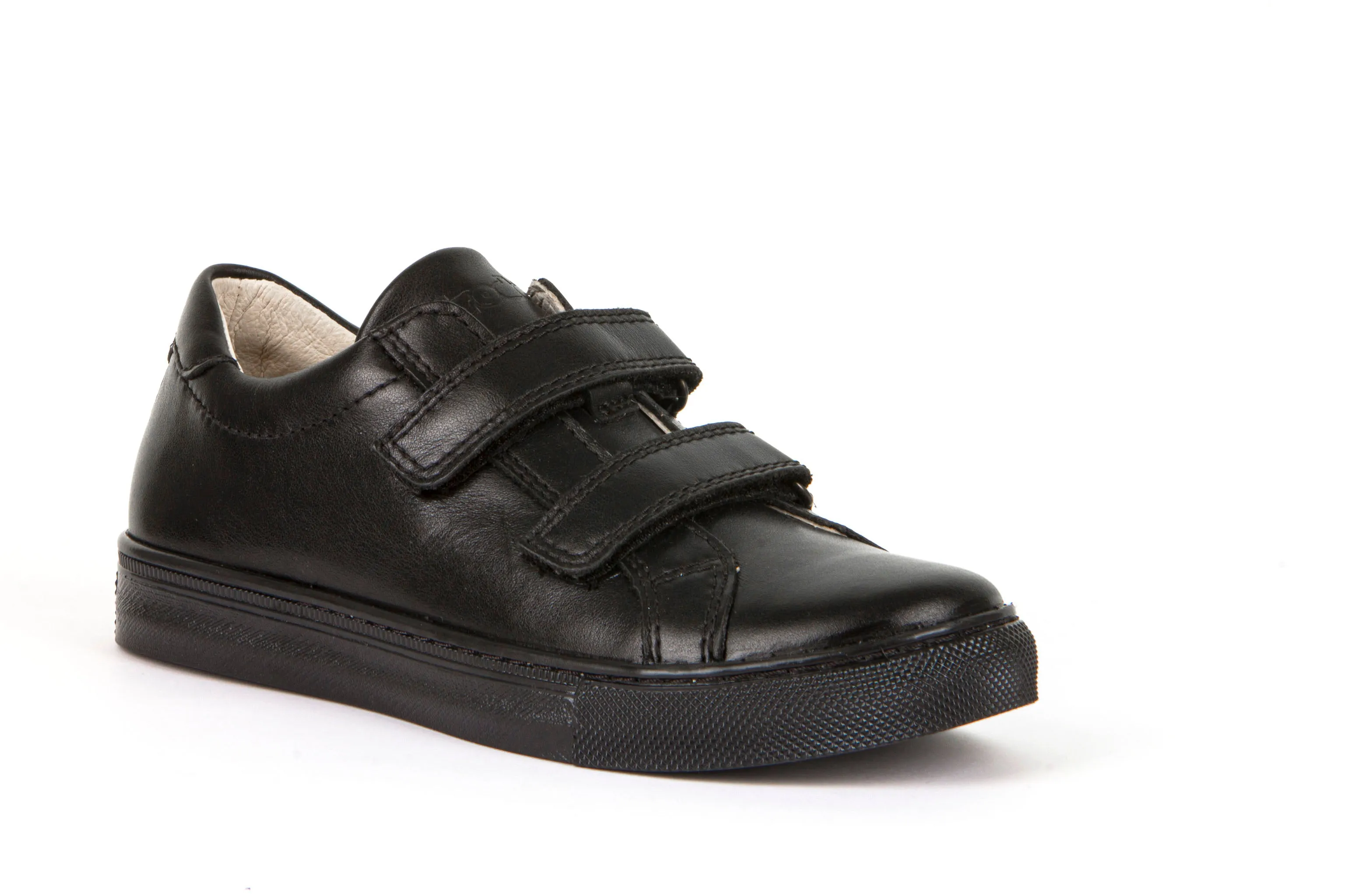 Morgan-D Black Leather Boy's Riptape School Shoe