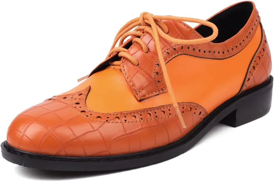 MRKEWUNEY Fashion Oxford Shoes for Women Platform Block Heel Oxford Shoes