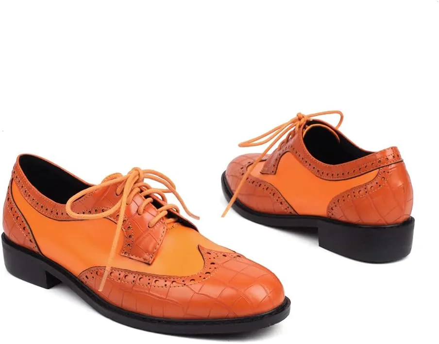 MRKEWUNEY Fashion Oxford Shoes for Women Platform Block Heel Oxford Shoes