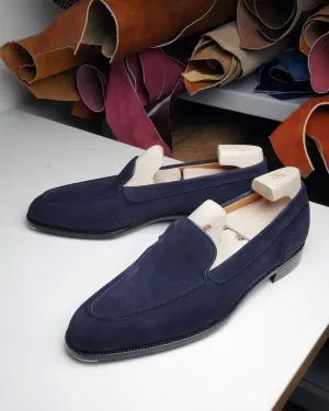 Navy Blue Suede Lucian Loafers - Formal Shoes