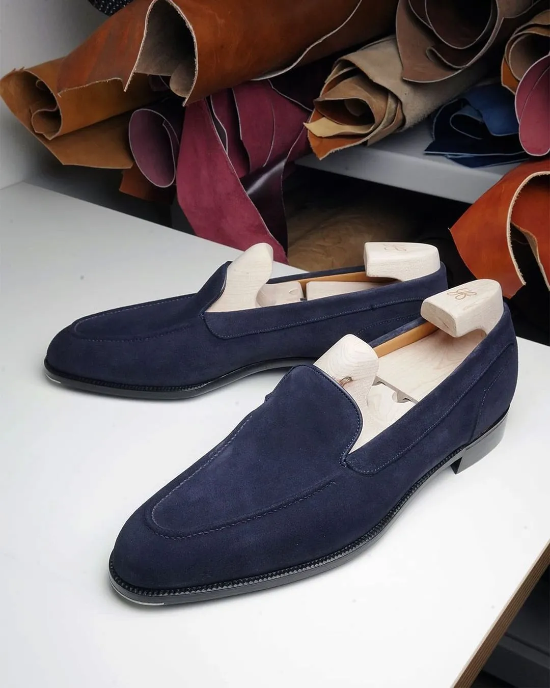 Navy Blue Suede Lucian Loafers - Formal Shoes