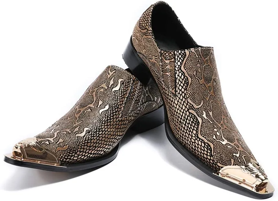New Dress Shoes for Men Loafer Mens Printed Slip On Oxford Shoes Slip On for Show Genuine Leather