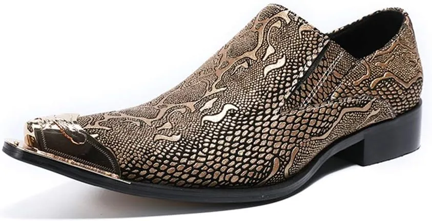 New Dress Shoes for Men Loafer Mens Printed Slip On Oxford Shoes Slip On for Show Genuine Leather