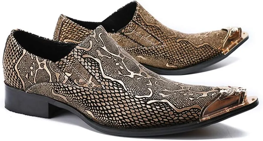 New Dress Shoes for Men Loafer Mens Printed Slip On Oxford Shoes Slip On for Show Genuine Leather