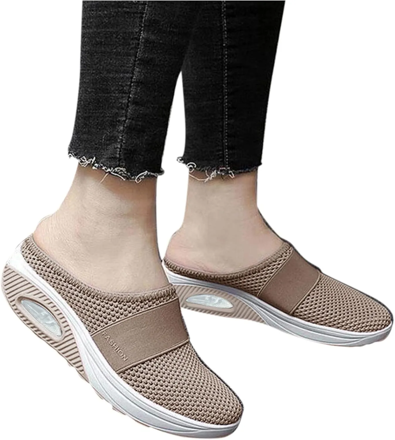Orthopedic Mesh Mules for Women Backless Slip On Walking Sneakers Arch Support Air Cushion Slip on Casual Mens Shoes