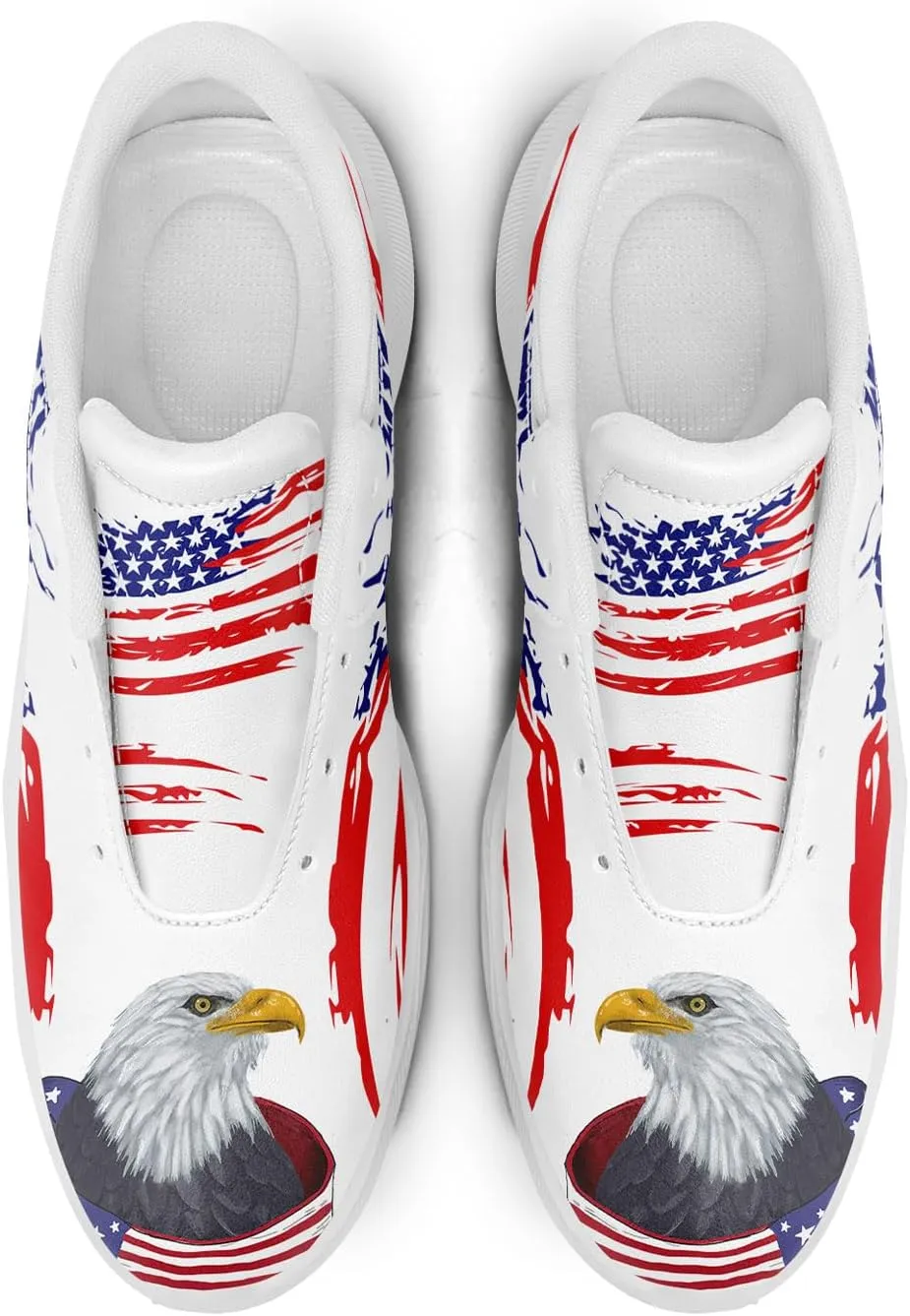 Patriotic Spikeless Golf Shoes for Men, Women's Breathable Golf Sneakers with American Flag Designs Sports Walking Footwear