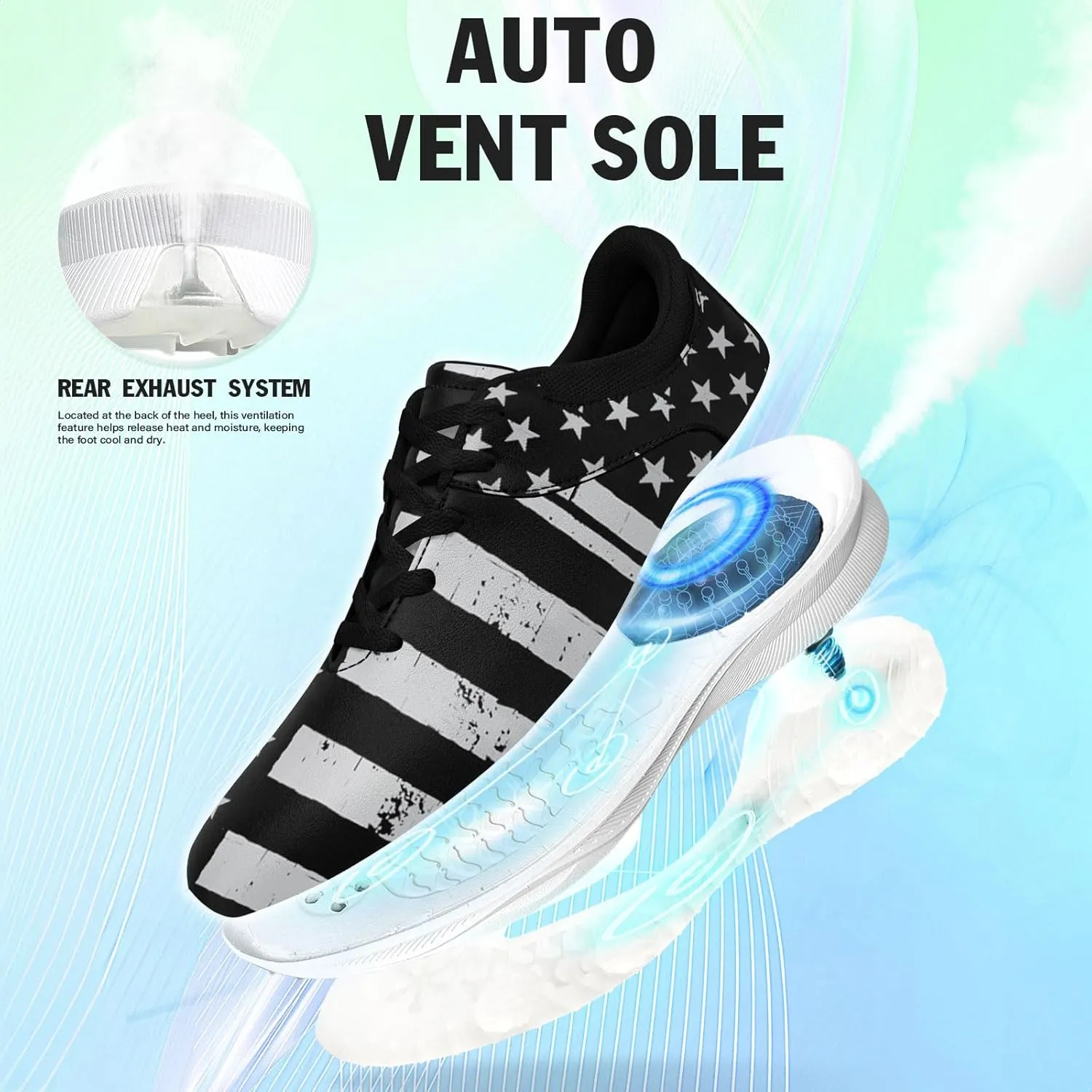 Patriotic Spikeless Golf Shoes for Men, Women's Breathable Golf Sneakers with American Flag Designs Sports Walking Footwear