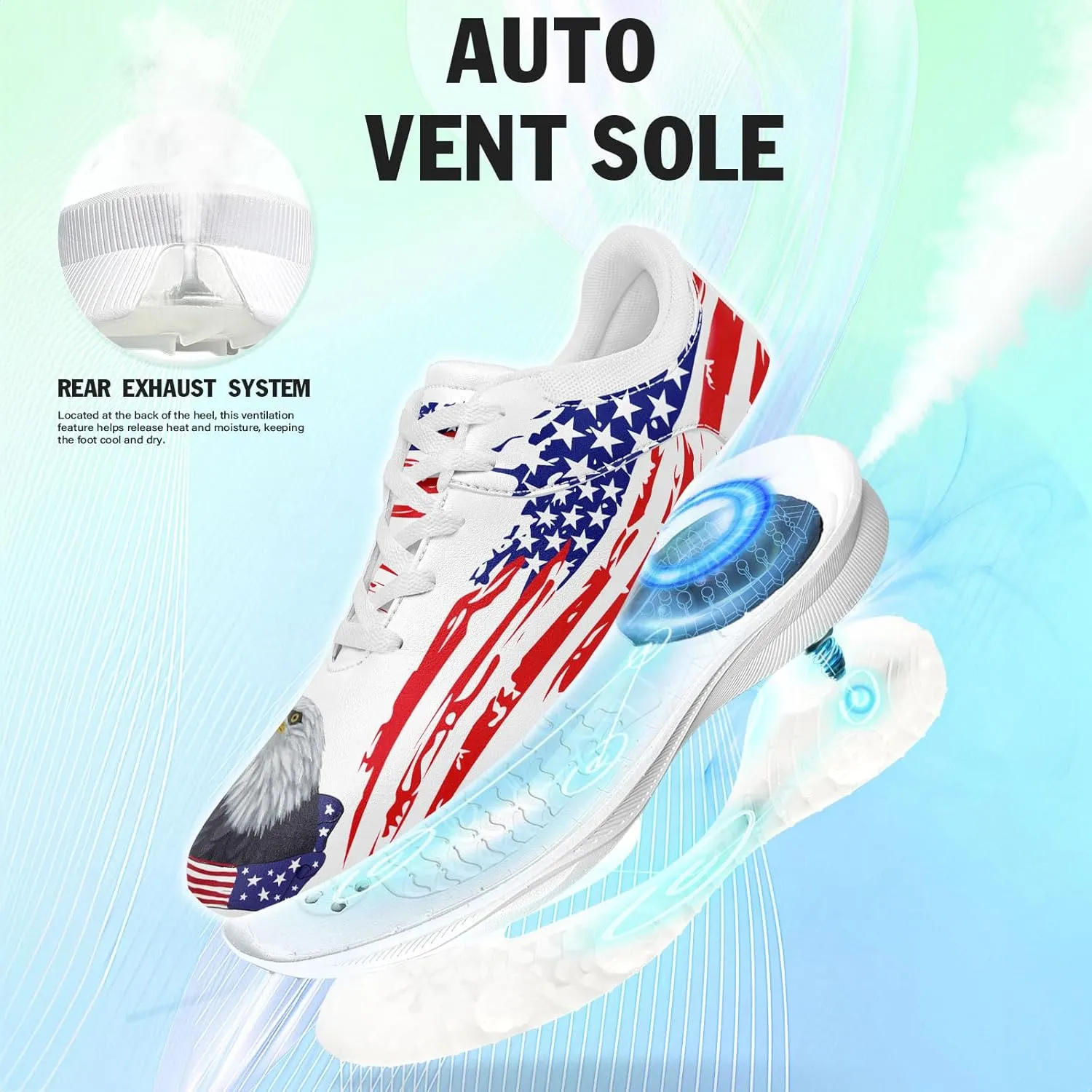 Patriotic Spikeless Golf Shoes for Men, Women's Breathable Golf Sneakers with American Flag Designs Sports Walking Footwear