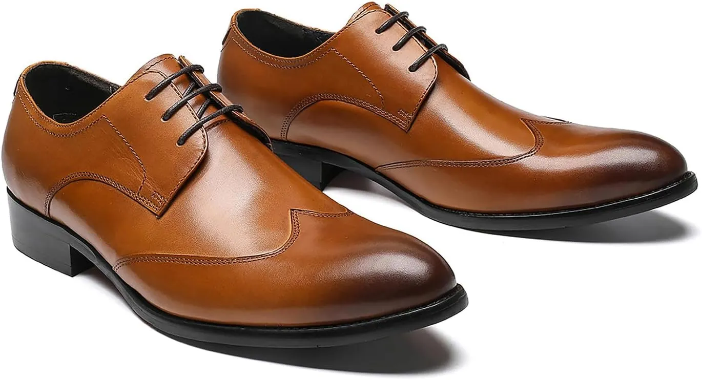 Santimon Mens Dress Shoes Fomal Leather Oxfords Fashion Wedding Prom Business Derby Casual Walking Shoes fo Men Boy
