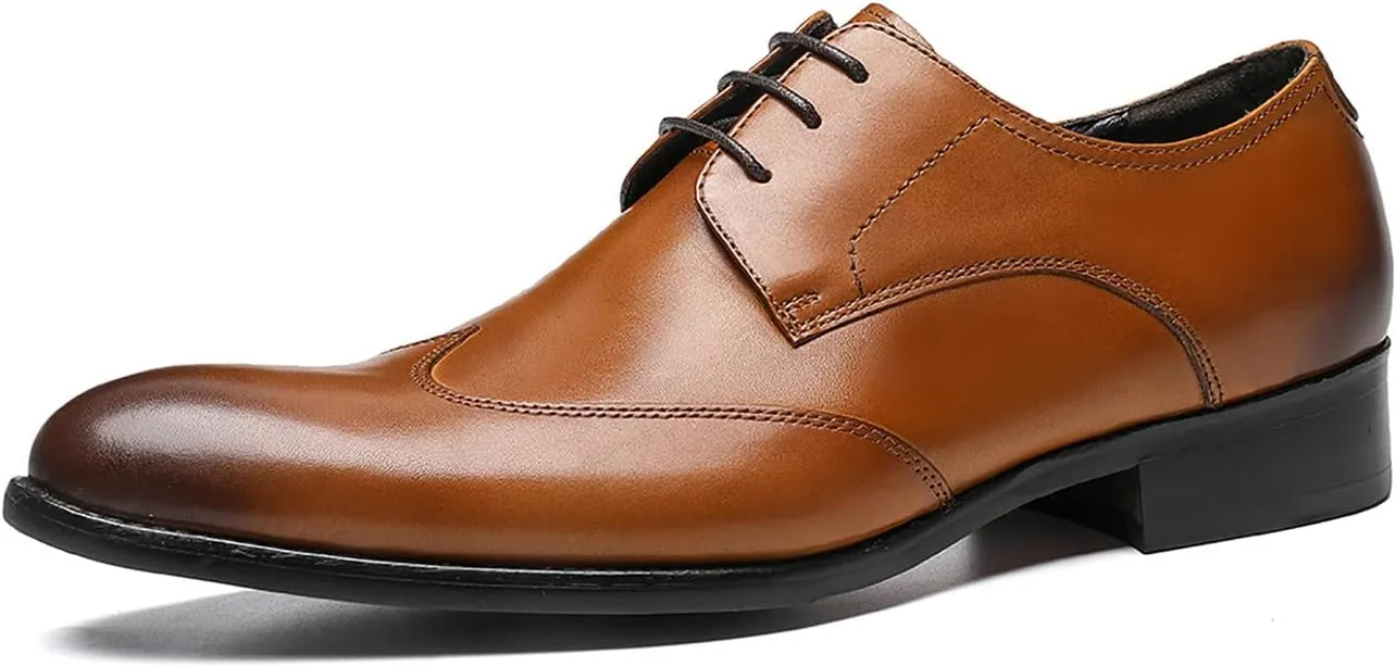 Santimon Mens Dress Shoes Fomal Leather Oxfords Fashion Wedding Prom Business Derby Casual Walking Shoes fo Men Boy
