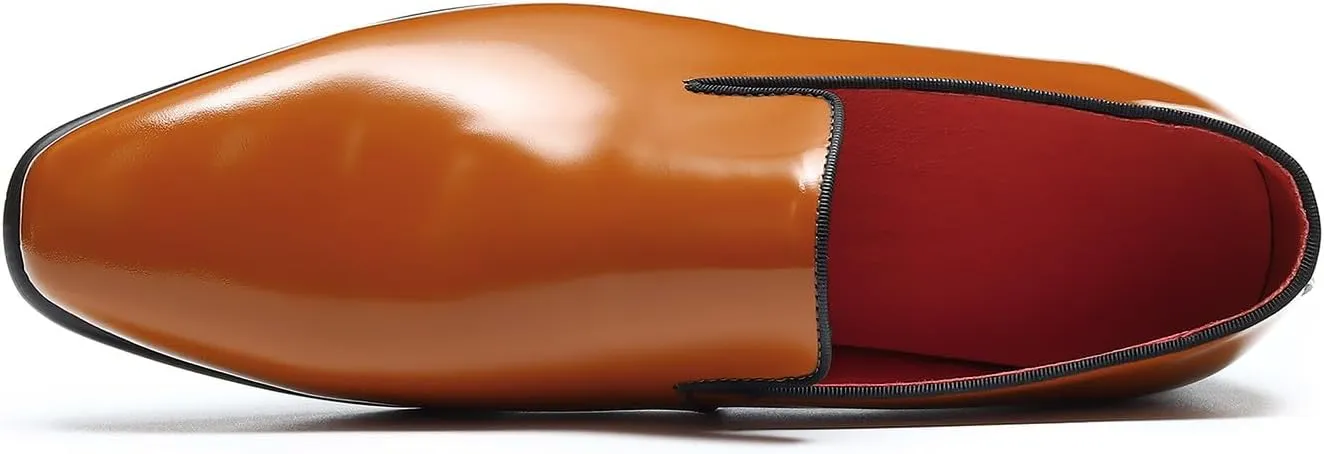 Santimon Mens Loafers Dress Casual Slip-On Penny Loafer Fashion Formal Business Moccasin Wedding Tuxedo Genuine Leather Comfortable Shoes for Men
