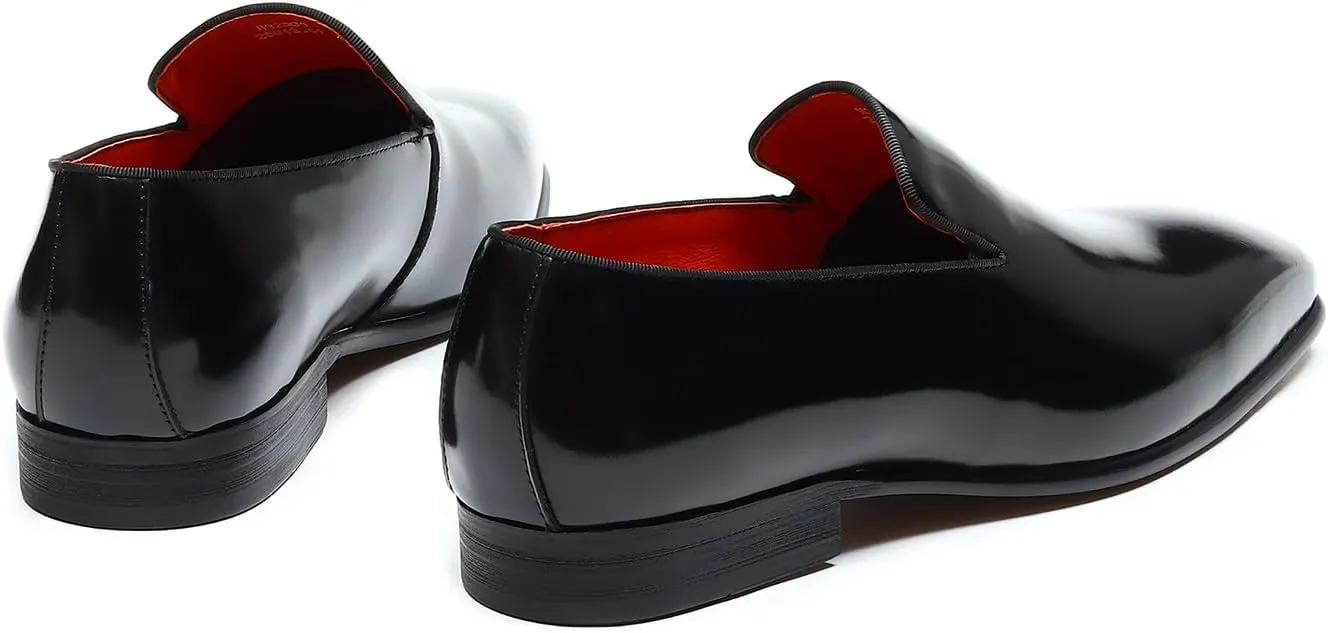 Santimon Mens Loafers Dress Casual Slip-On Penny Loafer Fashion Formal Business Moccasin Wedding Tuxedo Genuine Leather Comfortable Shoes for Men