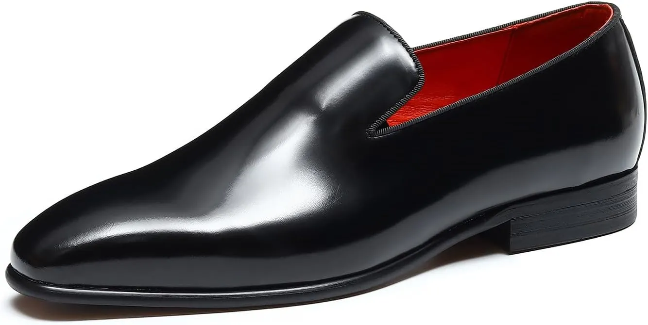 Santimon Mens Loafers Dress Casual Slip-On Penny Loafer Fashion Formal Business Moccasin Wedding Tuxedo Genuine Leather Comfortable Shoes for Men