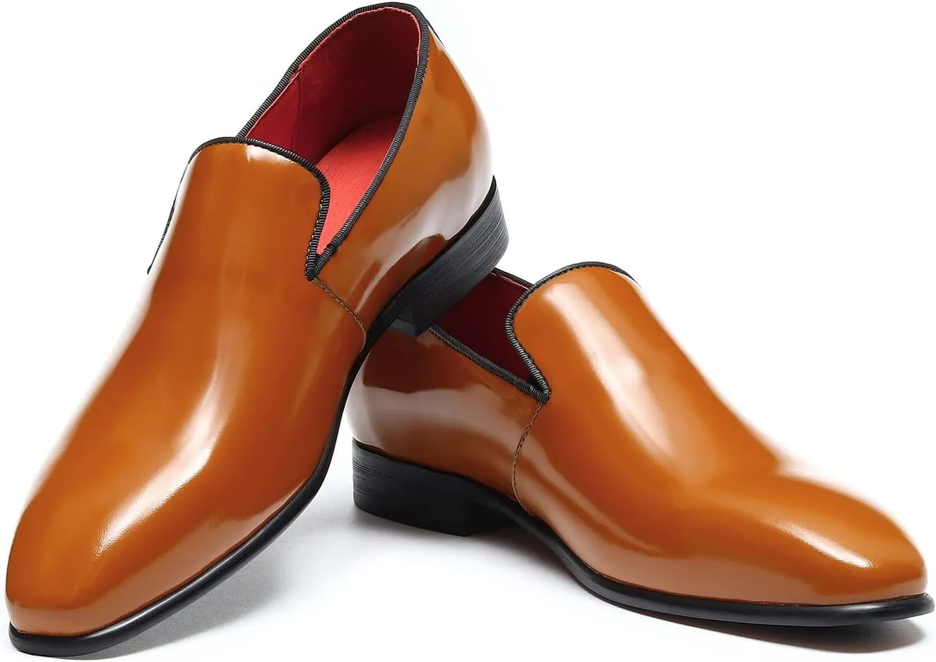 Santimon Mens Loafers Dress Casual Slip-On Penny Loafer Fashion Formal Business Moccasin Wedding Tuxedo Genuine Leather Comfortable Shoes for Men