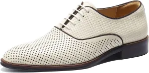 Santimon Mens Oxfords Formal Dress Shoes Summer Skeleton Genuine Leather Derby Fashion Business Casual Prom Wedding Tuxedo Comfortable Shoes for Men
