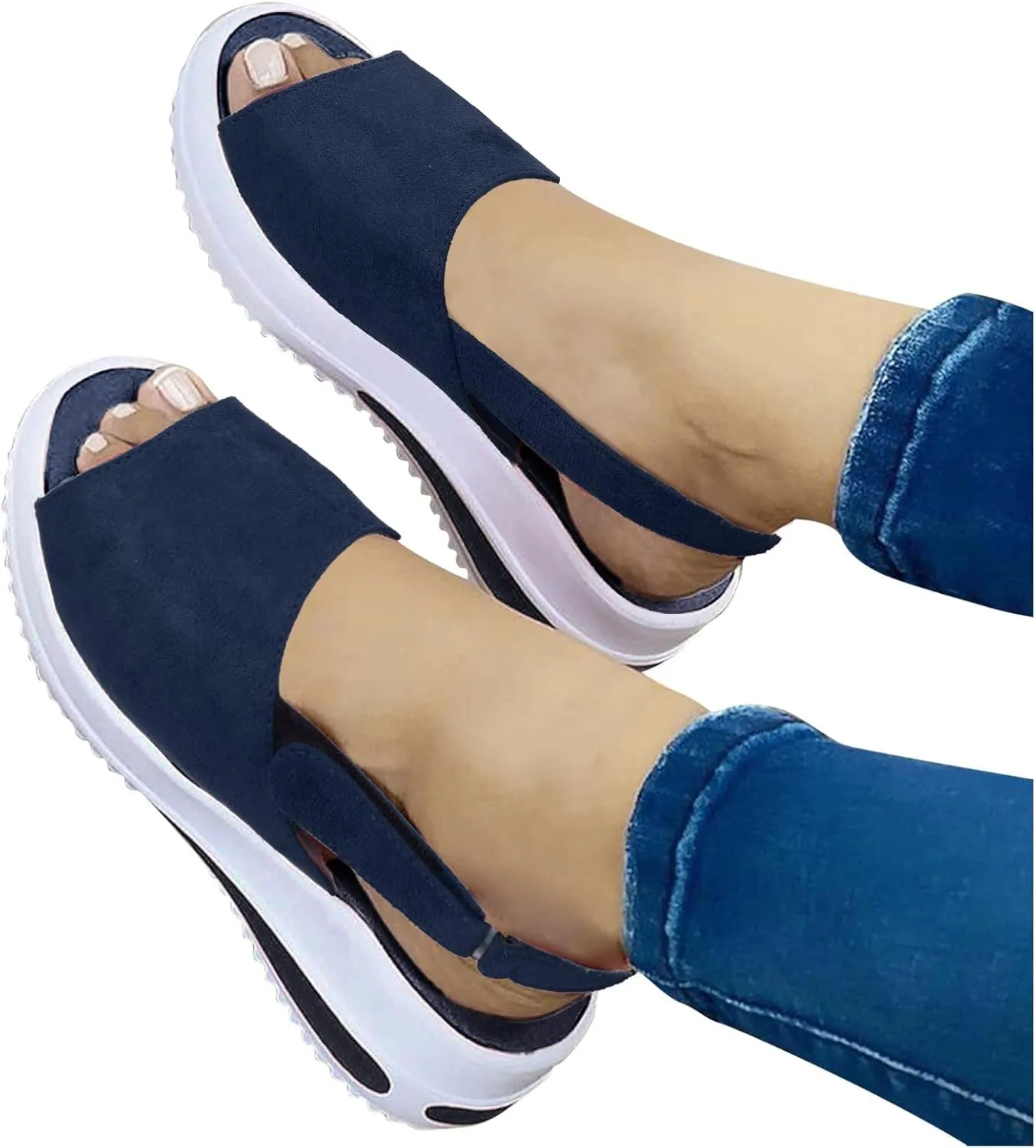 SBGMoSJ Platform Sneakers for Women Fashion 2 Inch High Slip On Shoes Women Dressy Comfort Running Shoes Women Wide Width Womens Black Sneakers Zapatos C??Modos para Mujeres Embarazadas