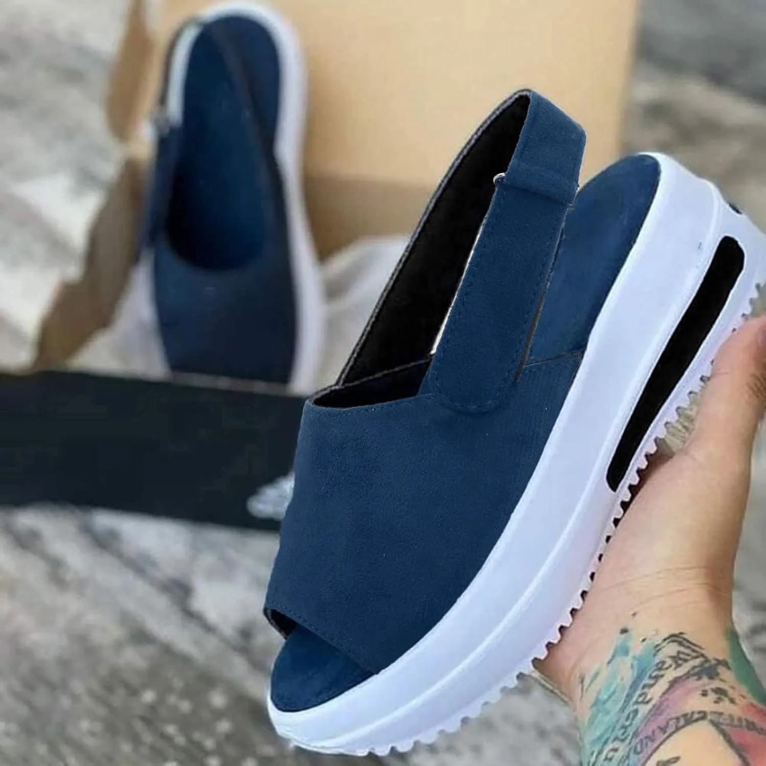 SBGMoSJ Platform Sneakers for Women Fashion 2 Inch High Slip On Shoes Women Dressy Comfort Running Shoes Women Wide Width Womens Black Sneakers Zapatos C??Modos para Mujeres Embarazadas