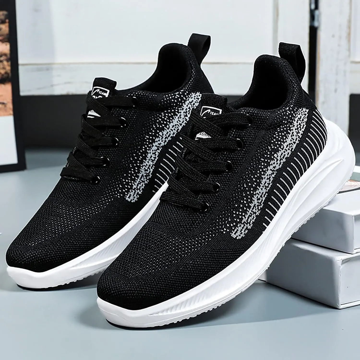 SBGMoSJ White Sneakers for Women Wide Toe Box Women's Slip On Tennis Shoes Size 8 Nurse Shoes for Women for Work Black Gym Shoes Women Comfy Open Toe Flats Shoes Women Dressy Cute