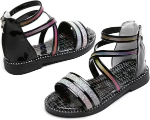 Shoes for Girls,Girls Sandals with Zipper Strappy Sandals Toddler Princess Shoes Dress Shoes