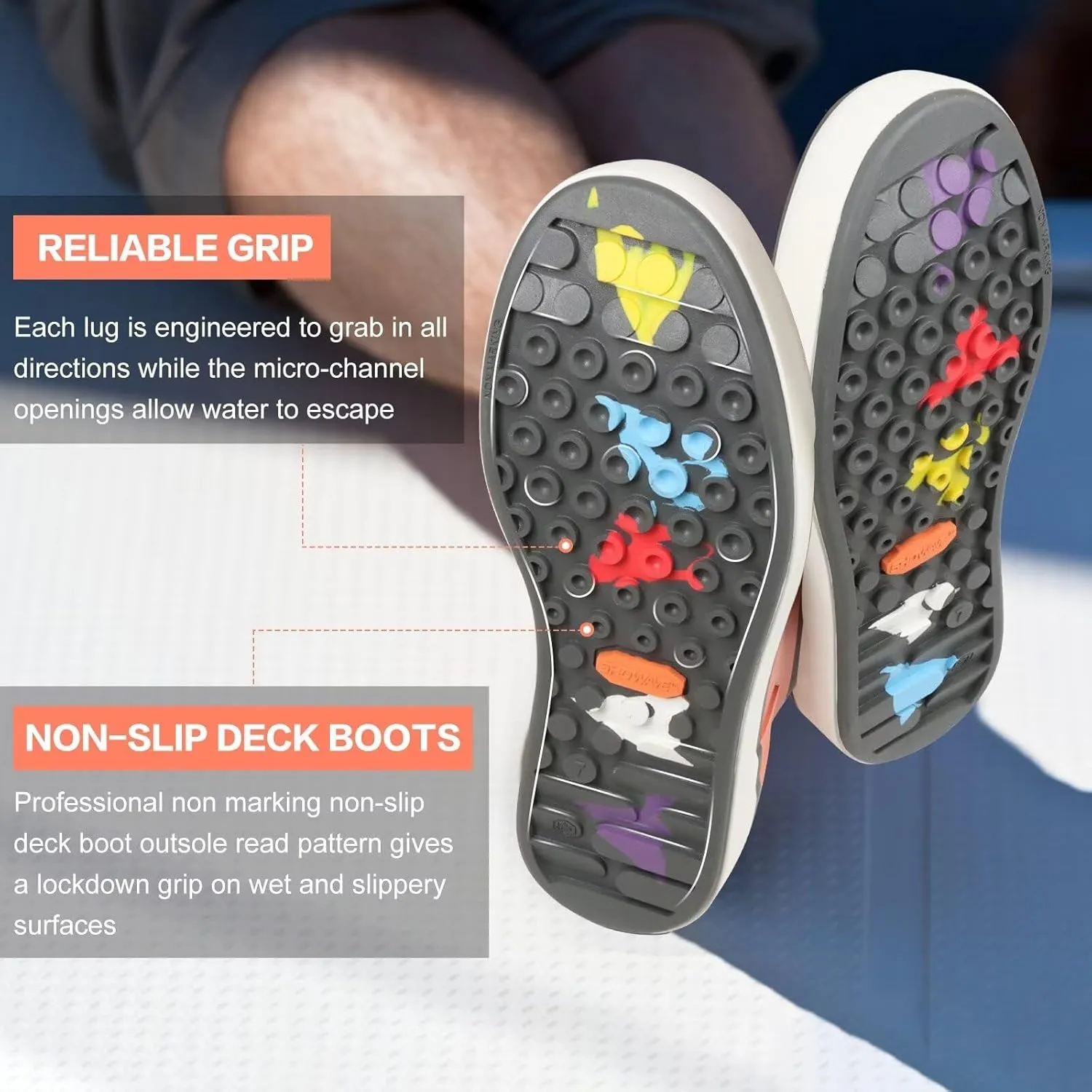Showave Men??s Deck Boots Waterproof Ankle Saltwater Rain Boot Fishing Rubber Boots Slip On Neoprene Boat Booties Work Sailing Boot For Men