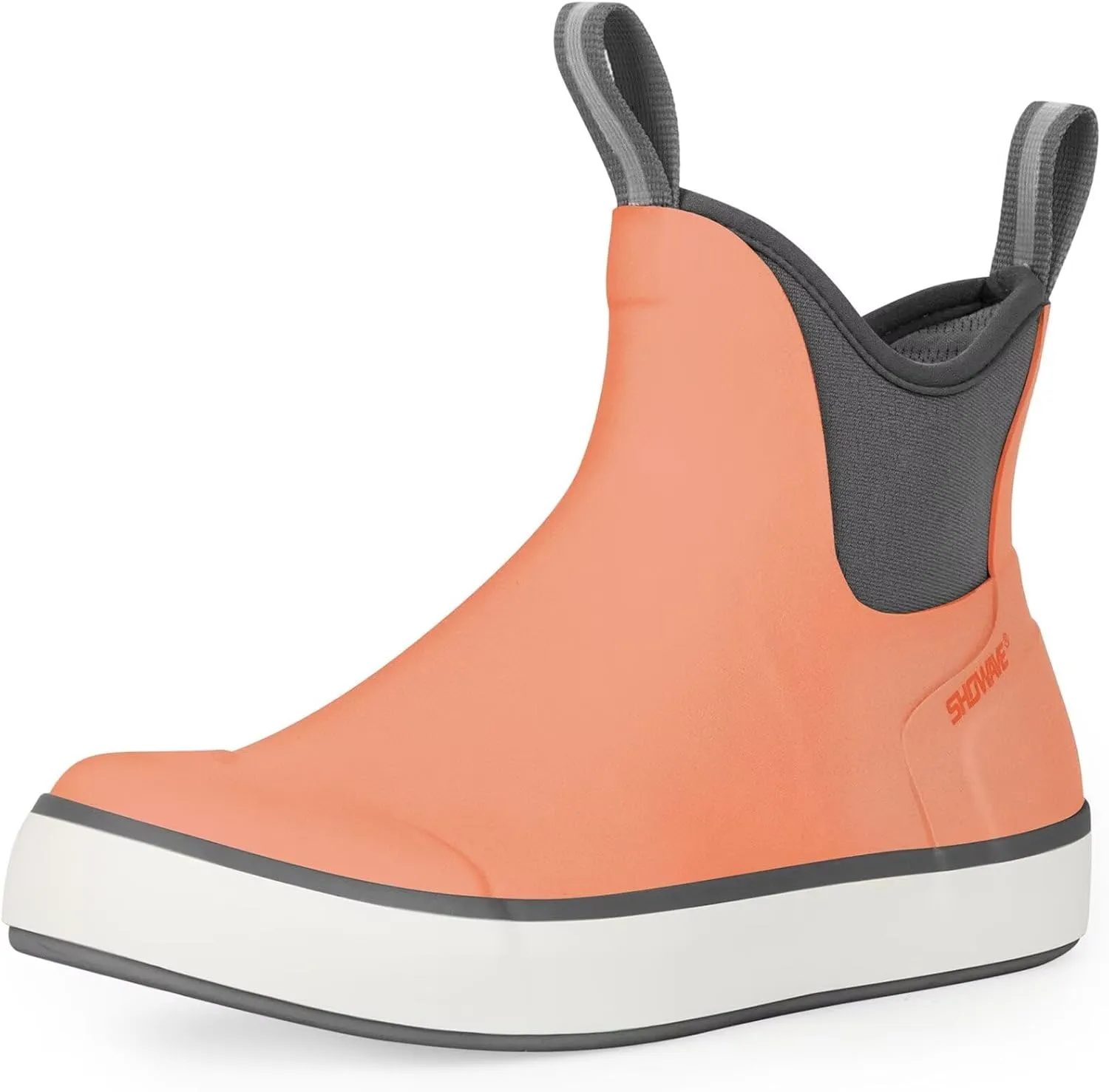 Showave Men??s Deck Boots Waterproof Ankle Saltwater Rain Boot Fishing Rubber Boots Slip On Neoprene Boat Booties Work Sailing Boot For Men