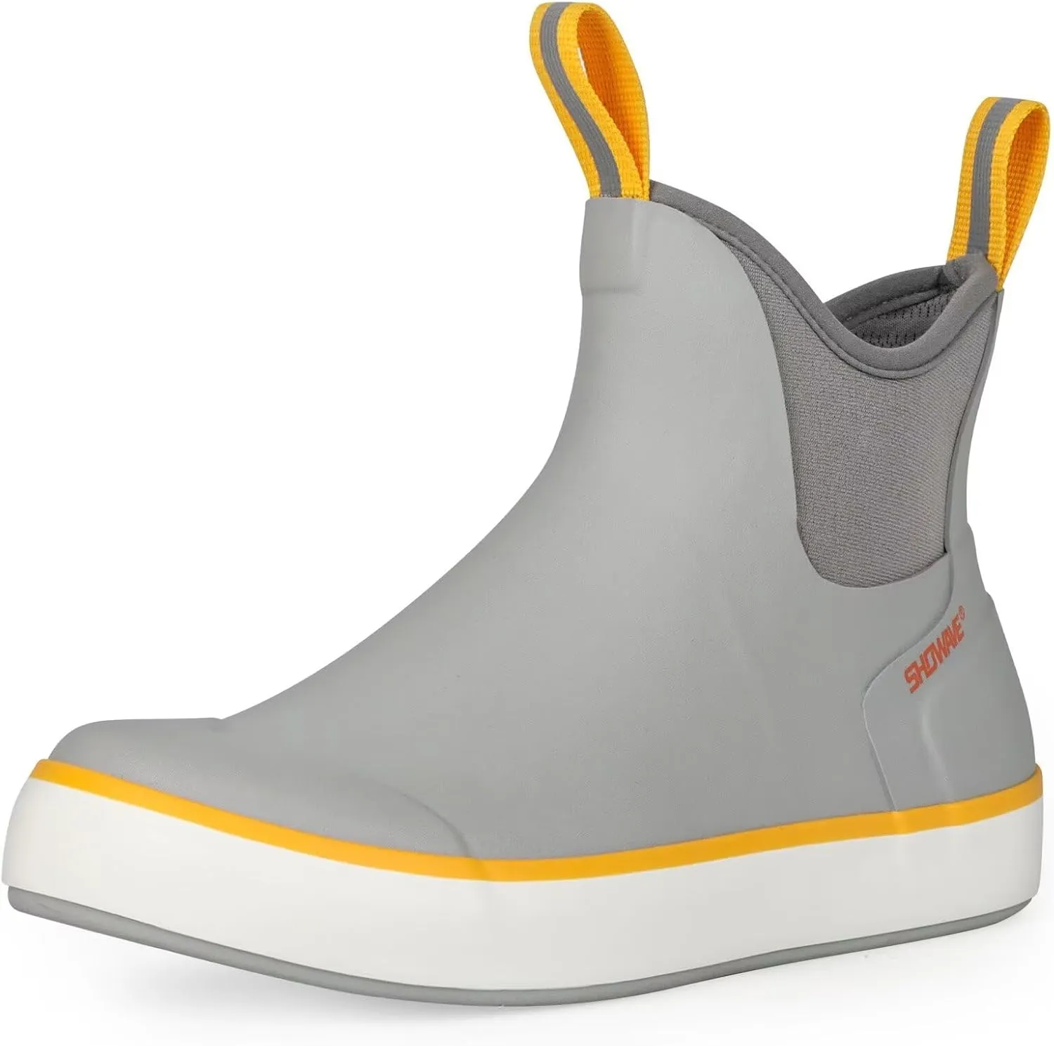 Showave Men??s Deck Boots Waterproof Ankle Saltwater Rain Boot Fishing Rubber Boots Slip On Neoprene Boat Booties Work Sailing Boot For Men