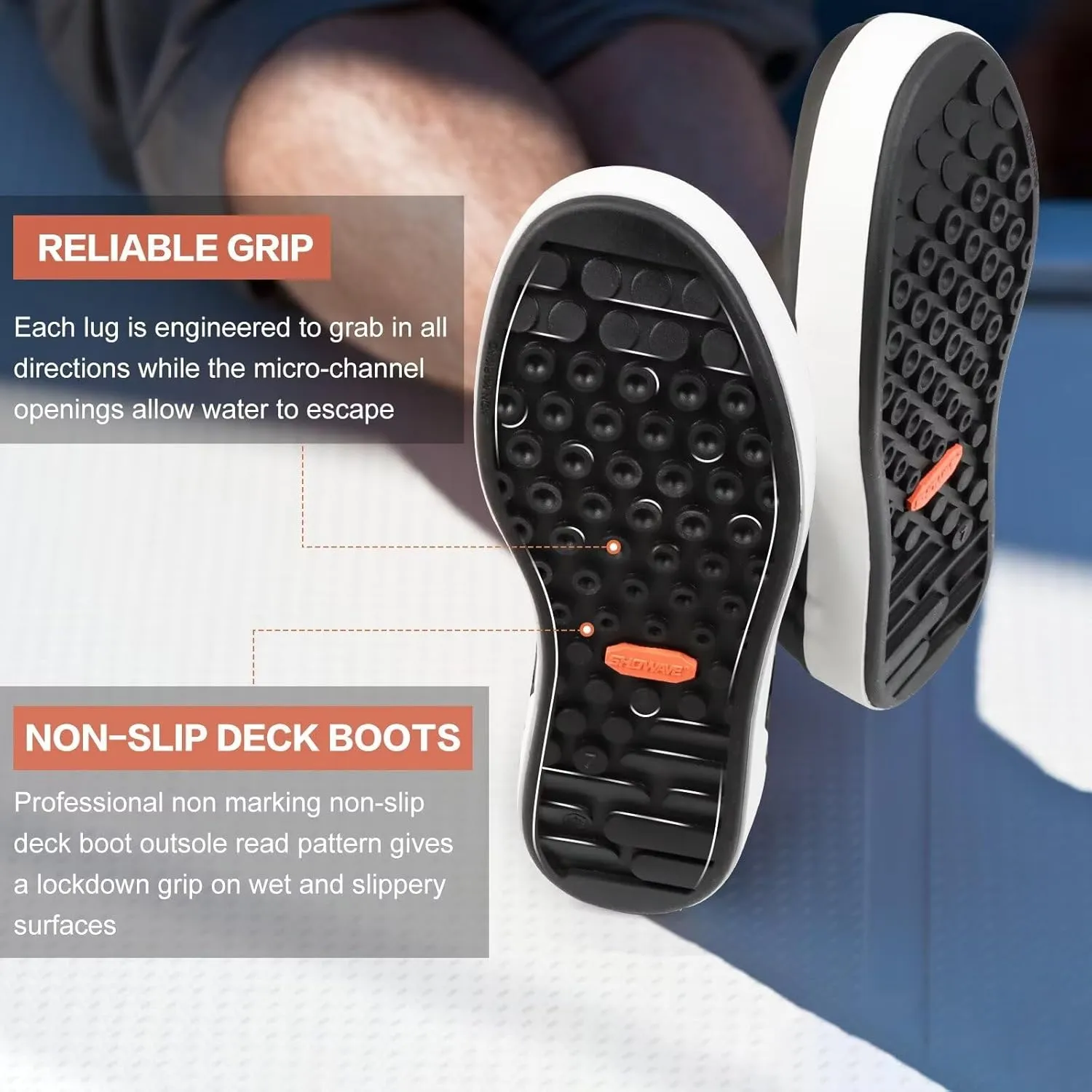 Showave Men??s Deck Boots Waterproof Ankle Saltwater Rain Boot Fishing Rubber Boots Slip On Neoprene Boat Booties Work Sailing Boot For Men
