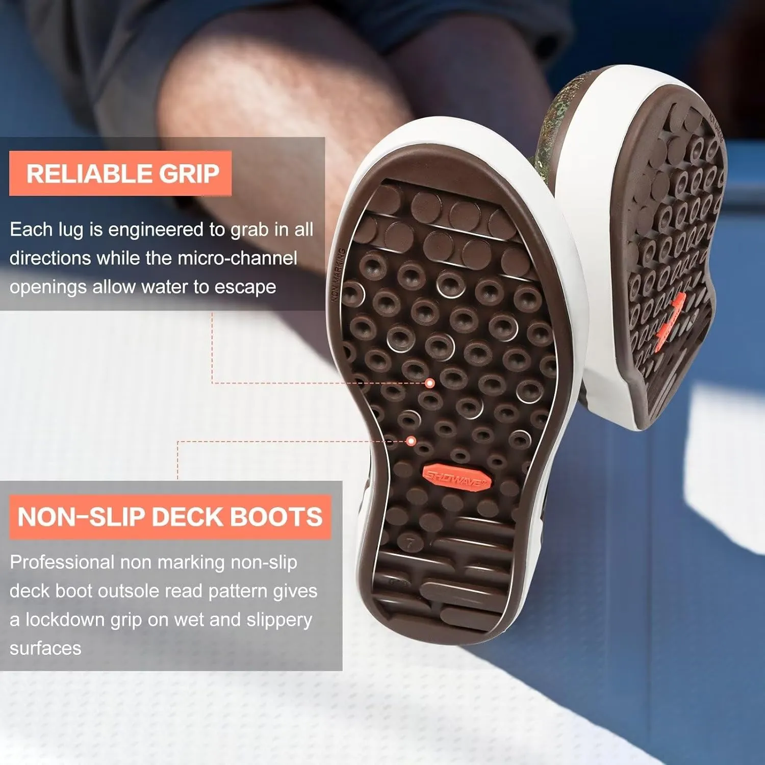 Showave Men??s Deck Boots Waterproof Ankle Saltwater Rain Boot Fishing Rubber Boots Slip On Neoprene Boat Booties Work Sailing Boot For Men
