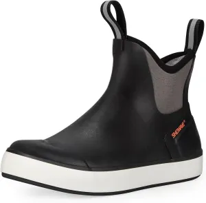 Showave Men??s Deck Boots Waterproof Ankle Saltwater Rain Boot Fishing Rubber Boots Slip On Neoprene Boat Booties Work Sailing Boot For Men