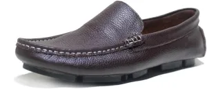 Smoking Loafer for Men Genuine Leather Round Toe Stitching Details Rubber Sole Resistant Anti-Slip Lightweight Flat Heel Flexible Casual Slip On (Color : Coffee, Size : 7.5)