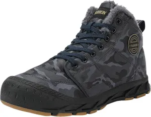 Snow Boots for Men Waterproof Furry Lined Warm Winter Boots Lace Up Cold-Weather Non-Slip Ankle Boots Comfortable Slip on Lightweight Hiking Shoes
