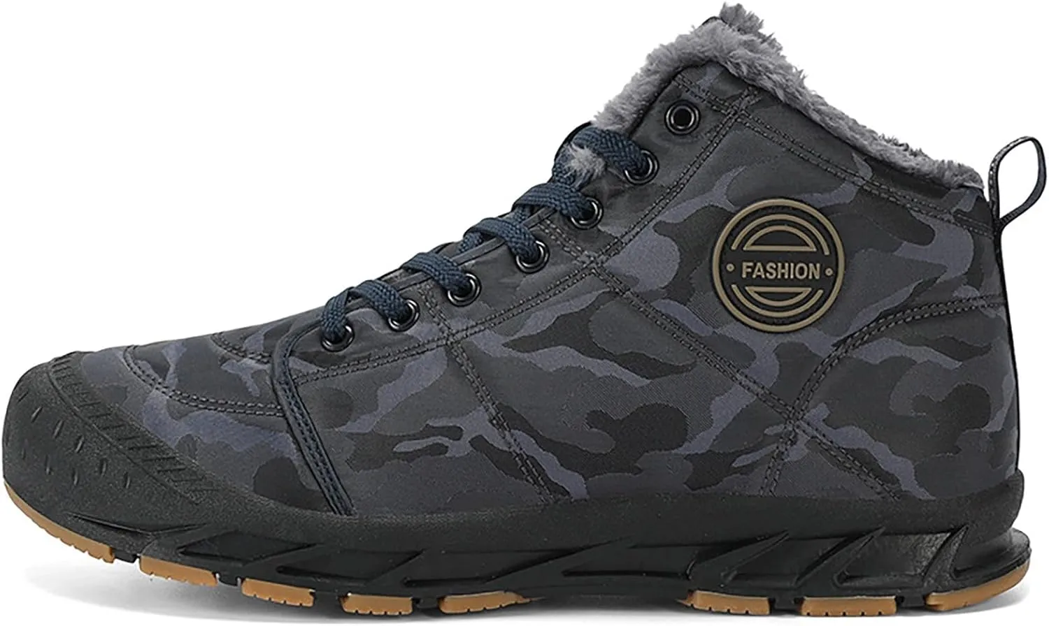 Snow Boots for Men Waterproof Furry Lined Warm Winter Boots Lace Up Cold-Weather Non-Slip Ankle Boots Comfortable Slip on Lightweight Hiking Shoes
